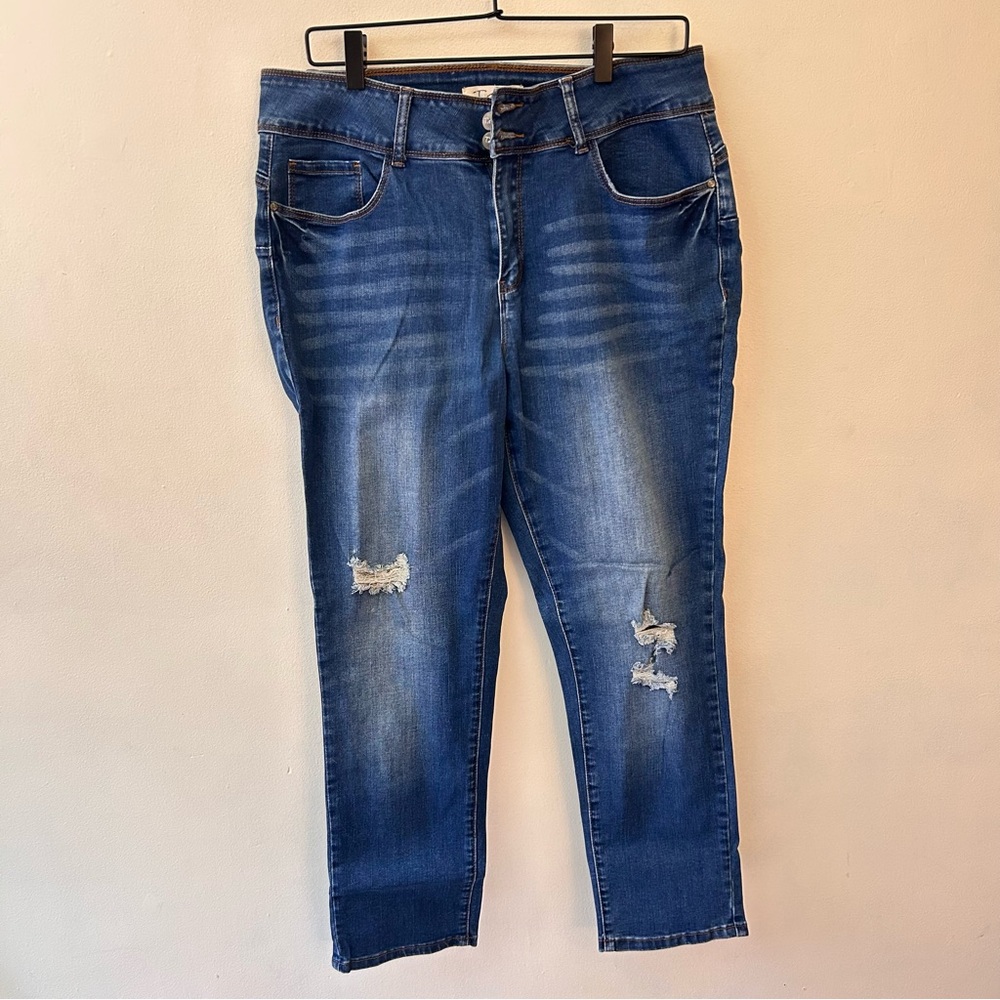 Tala medium wash skinny jeans with distressing size 14
